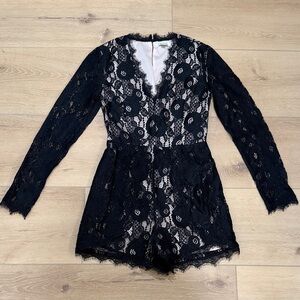Francesca's Collections Black Lace Detail Top